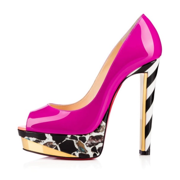 Christian Louboutin Shoes - Christian Louboutin Tuctivista Pump India Rose 140 36 Zebra Pink Platform Heels